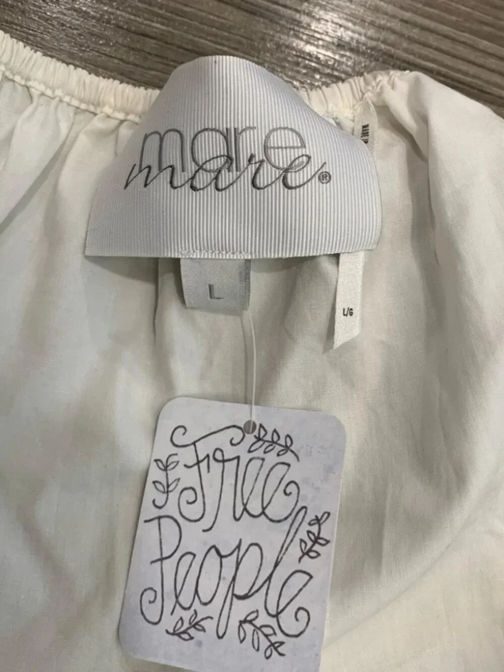 Free People x Mare Mare White Off Shoulder Puff Sleeve Crop Top Blouse L